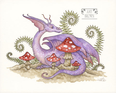 WATERCOLOR PAINTING - Mushroom Dragon