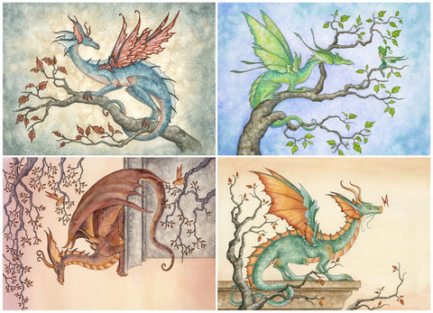 A collection of colorful dragons