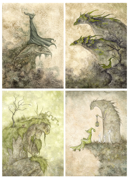 Dark Woods Mini-Prints SET -  Green