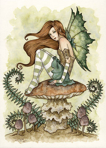 SMALL WATERCOLOR PAINTING - Woodland Fae 7 5x7