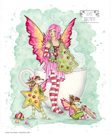 8x10 Print -  Fairies Love Cookies