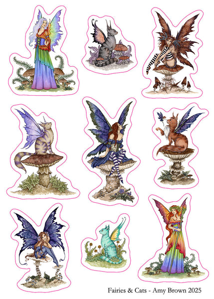 STICKER SHEET - Fairies & Cats
