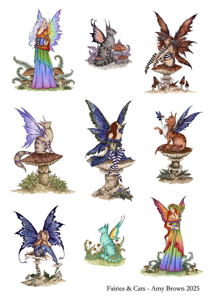STICKER SHEET - Fairies & Cats