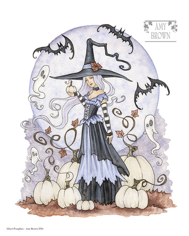 8x10 Print -  Ghost Pumpkins
