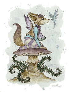 SMALL WATERCOLOR PAINTING - Fox Pixie 4x5
