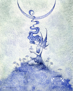 blue fairy with crescent moon