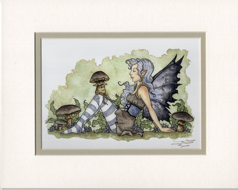 Matted Print - Mushroom Gossip