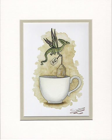 Matted Print - Tea Dragon