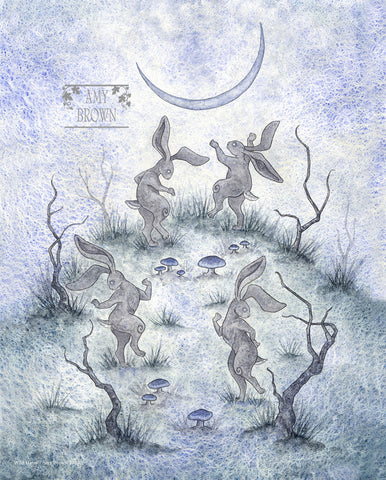 Dark Woods Print -  Wild hares