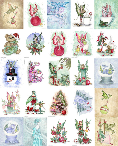 collage of various Christmas themed fantasy prints