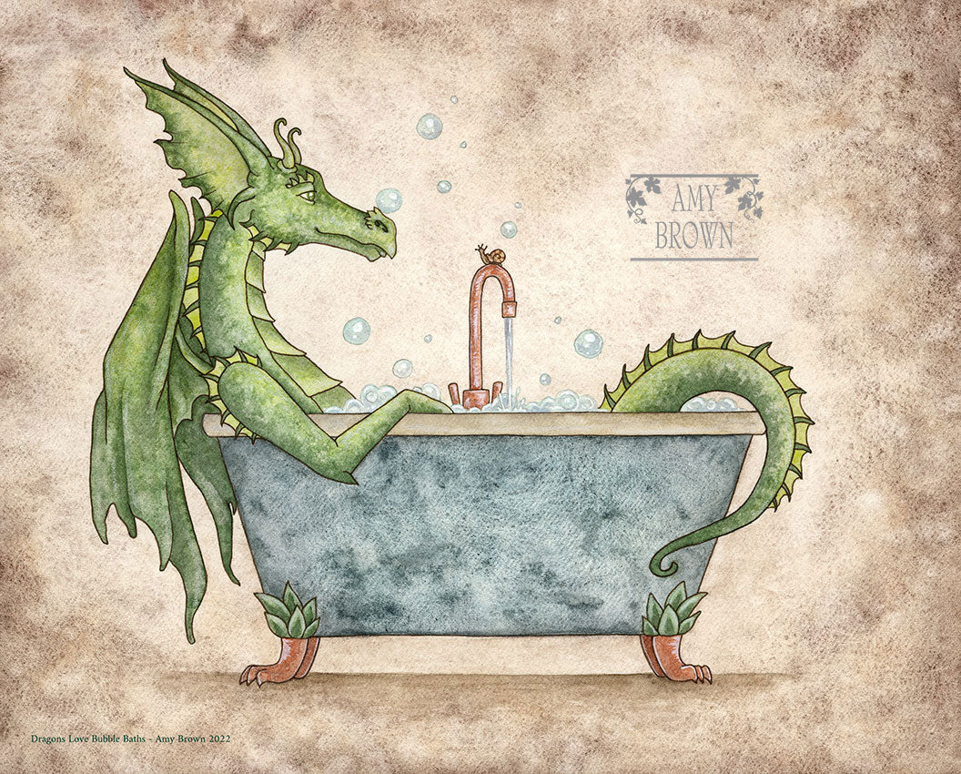 8x10 Print - Dragons Love Bubble Baths