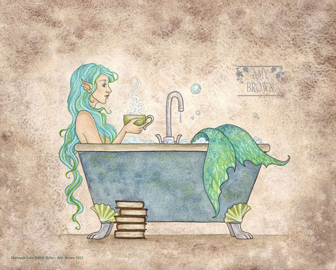 8x10 Print - Mermaids Love Bubble Baths